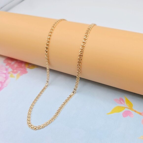 "Elegant Rose Gold Round Link Chain Necklace, 17.3 Inch Lightweight, XPNL0086 - Picture 2 of 12